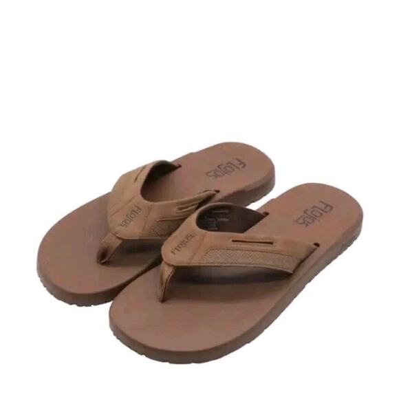 Flojos Men's Flip Flop Sandals, Tan, Size 9 Memory Foam Thong Comfort Shoe NEW - Picture 2 of 9